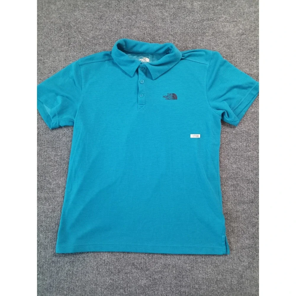 The North Face Polo Shirt Mens Medium Blue FlashDry Short Sleeve Logo